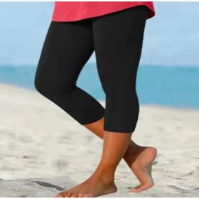 Summer Women's Plain Casual Leggings (Option: Black-4XL)