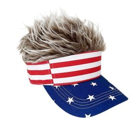 Simulation Wig Cap 250th Anniversary Baseball Cap Synthetic Short Hair Baseball Cap Spiked Hair Wig Hat Fake Hair Adjustable Sunshade Visor Fancy Perf (Option: 3color-Adjustable)