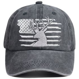 2pcs American Flag Deer Embroidered Baseball Cap - Vintage Washed Cotton Hat, Adjustable Unstructured Low Profile, Hunting Outdoor Cap For Men Women (Option: 1pcs)
