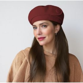 The High-end Button Beret Makes Your Face Look Smaller (Option: Wine Red)