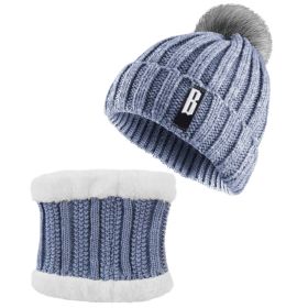 1Set Winter Beanie Hat Scarf Set Women Warm Knitting Skull Cap Neck Warmer For Walking Running Hiking Camping Outdoors Gift (Option: Grey)