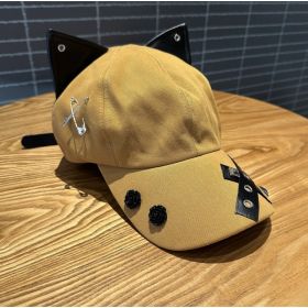 A Niche Baseball Cap With Three-dimensional Cat Ears (Option: Khaki)