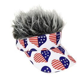 Simulation Wig Cap 250th Anniversary Baseball Cap Synthetic Short Hair Baseball Cap Spiked Hair Wig Hat Fake Hair Adjustable Sunshade Visor Fancy Perf (Option: 8color-Adjustable)