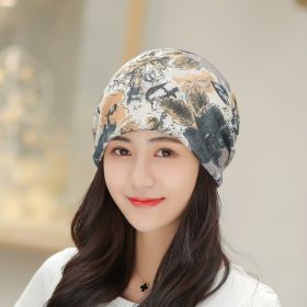 Baotou Silk Scarf Thin Air Conditioning Hat After Chemotherapy (Option: Ink Gray)