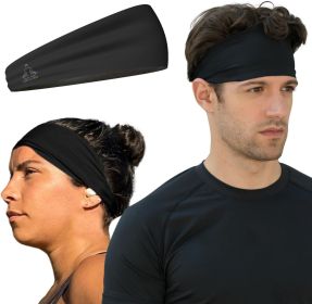 Sweat Band Workout Headbands for Women and Men - Sweatbands for Men - Moisture Wicking Sports Sweat Bands Headbands for Women, Running,Cycling,Yoga (Color: Black)