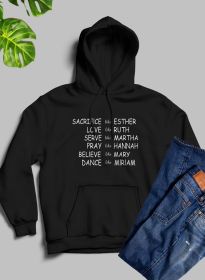 Women of the Bible Hoodie (Color: Black, size: medium)