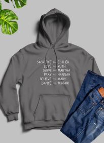 Women of the Bible Hoodie (Color: Dark Heather, size: X-large)