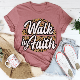 Walk By Faith T-Shirt (Color: Mauve, size: L)