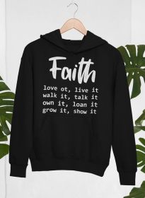 Faith Love It Live It Hoodie (Color: Heather Black, size: medium)