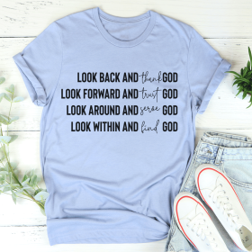 Look Back And Thank God T-Shirt (Color: Heather Blue, size: S)