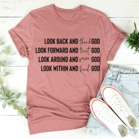 Look Back And Thank God T-Shirt (Color: Mauve, size: XL)