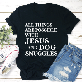 All Things Are Possible with Jesus T-Shirt (Color: Black Heather, size: S)