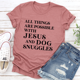 All Things Are Possible with Jesus T-Shirt (Color: Mauve, size: 2XL)