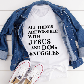 All Things Are Possible with Jesus T-Shirt (Color: White, size: 2XL)