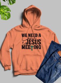 We Need A Come To Jesus Meeting Hoodie (Color: Heather Prism Peach, size: large)