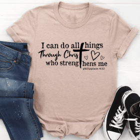 I Can Do All Things Through Christ T-Shirt (Color: Heather Prism Peach, size: XL)