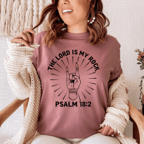 The Lord Is My Rock T-Shirt (Color: Mauve, size: M)