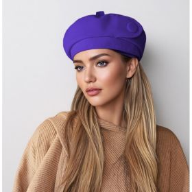 The High-end Button Beret Makes Your Face Look Smaller (Option: Purple)