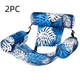 Inflatable Floating Hammock Water Floating Chair Pool Party Floating Chair (Option: Dark Blue Leaves 2PC-76X35X60 cm)