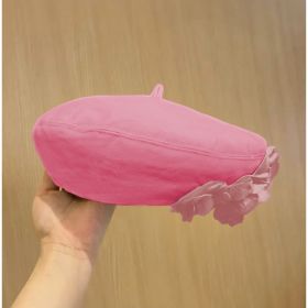 A Fashionable And Fluffy Painter's Hat That Makes Your Face Look Good (Option: Pink-One size)
