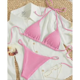 Factory Wholesale Women's Sexy Small Rib Bikini Tie Bikini Set Two Piece Swimsuit Beach Wear (Option: Style8-S)
