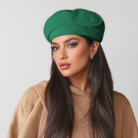 The High-end Button Beret Makes Your Face Look Smaller (Option: Green)