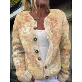 3D Digital Printing Cardigan Knitted Coat (Option: HWJ165908-S)