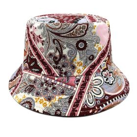 Paisley Bucket Hat Color Matching Printing Double-sided Wear (Option: Wine Red-M)