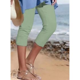 Summer Women's Plain Casual Leggings (Option: Light Green-S)