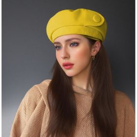 The High-end Button Beret Makes Your Face Look Smaller (Option: Yellow)