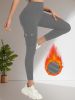 Sports high waisted and hip lifting yoga pants, button pockets, sports leggings, tight fitting slimming and warm work pants for women