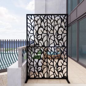 Metal Privacy Screens W3.8Ft X H6Ft Outdoor And Indoor Divider With Free Standing Decorative Privacy Screen For Balcony Patio Garden Room Divider, Bla (Option: Black)