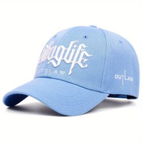 Embroidered Letter Double Stitching All-matching Sun Hat Peaked Cap (Option: Sky Blue-Adjustable)