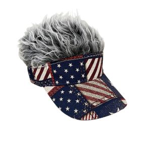 Simulation Wig Cap 250th Anniversary Baseball Cap Synthetic Short Hair Baseball Cap Spiked Hair Wig Hat Fake Hair Adjustable Sunshade Visor Fancy Perf (Option: 11color-Adjustable)