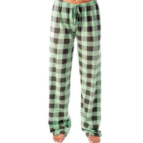 Women's Stretch Plaid Casual Pants With Pockets (Option: Light Green-L)