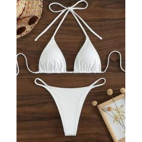 Factory Wholesale Women's Sexy Small Rib Bikini Tie Bikini Set Two Piece Swimsuit Beach Wear (Option: Style13-S)