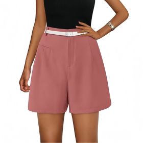 Elastic High Waist Wide Leg Casual Shorts (Option: Pink-S)