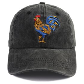 2pcs Colorful Rooster Embroidered Baseball Cap - Vintage Washed Cotton Hat, Adjustable Unstructured Low Profile, Casual Farm Animal Cap For Men Women (Option: 2pcs)