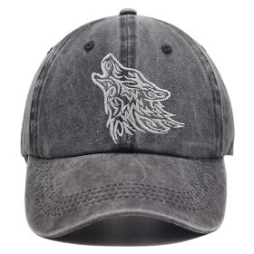 2pcs Tribal Howling Wolf Embroidered Vintage Washed Baseball Cap, Unisex Distressed Hat (Option: 2pcs)