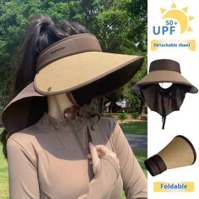 Plus-sized Brim Sun-proof Sun Protection Hat Women's Summer Shawl (Option: Neck Shawl Khaki)