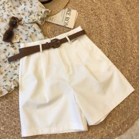 Womens Relaxed Versatile High-waisted Workwear Wide-leg Pants (Option: White-S)