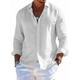 Men's Long Sleeve Shirt Casual Loose Lapel Button Top Solid Color Plus Size Blouse Clothing (Option: SF9063-S)