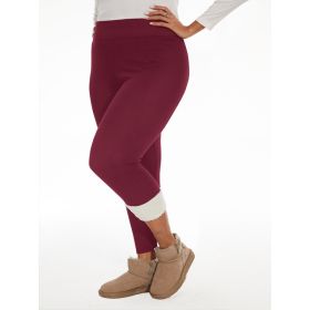 Fleece-lined Women's Warm Winter Thick Leggings (Option: Wine Red-1XL)