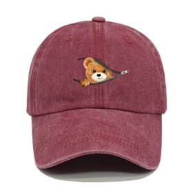 Cotton Retro Washed Sun Outdoor Fishing Hat (Option: Wine Red-M)