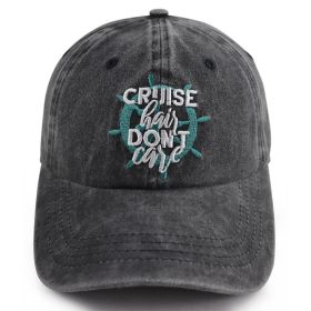 2pcs Cruise Washed Baseball Cap For Women, Cruise Hair Care Embroidery Ship Wheel Vintage Hat, Nautical Vacation Cruise Accessory (Option: 2pcs)