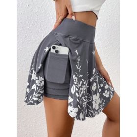 Pocket Minimalist Flower Printed Shorts With Pockets Shorts Inside Out Back To School Outfits (Option: Grey-XXL)
