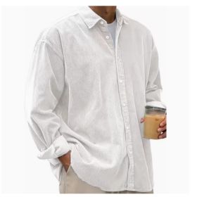 Casual Loose Men's Autumn And Winter Thick Shirt Jacket (Option: White-3XL)