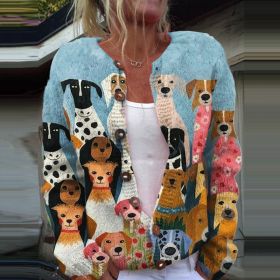 3D Digital Printing Cardigan Knitted Coat (Option: HWJ165612-5XL)