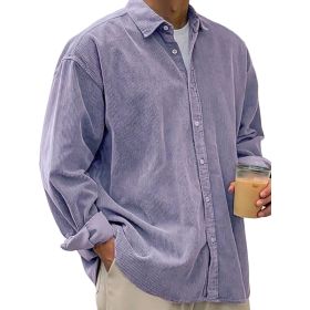Casual Loose Men's Autumn And Winter Thick Shirt Jacket (Option: Purple-M)
