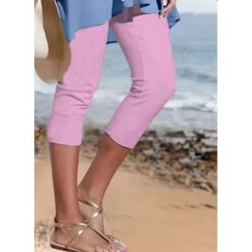 Summer Women's Plain Casual Leggings (Option: Pink-M)
